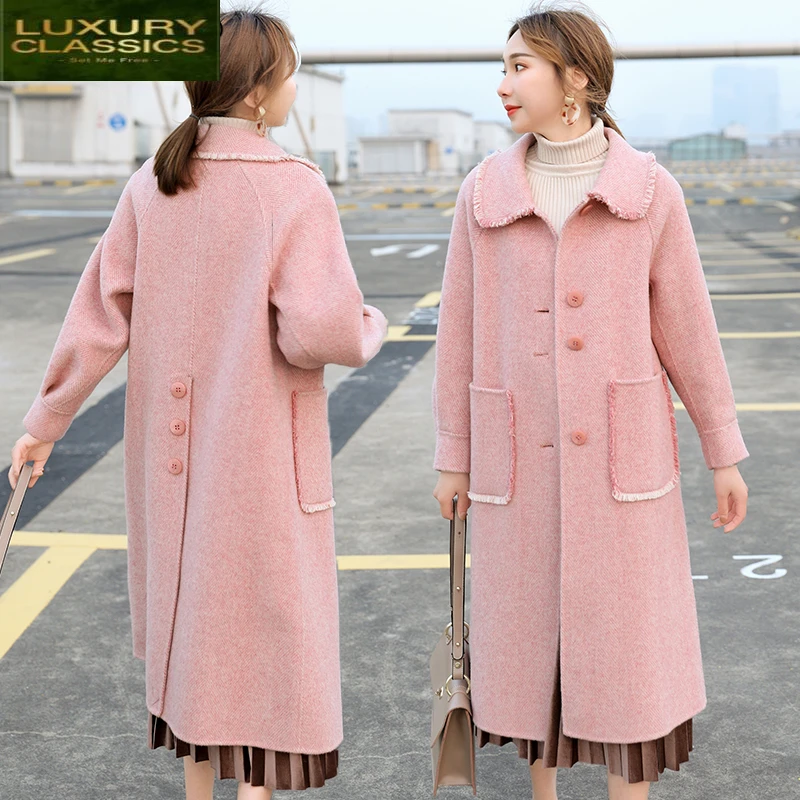 Coats Autumn Winter Woman 2021 Korean Elegant Tassel Pink Wool Jacket Casual Both Side Cashmere Long Coat Abrigos LW857
Coats Autumn Winter Woman 2021 Korean Elegant Tassel Pink Wool Jacket Casual Both Side Cashmere Long Coat Abrigos LW857