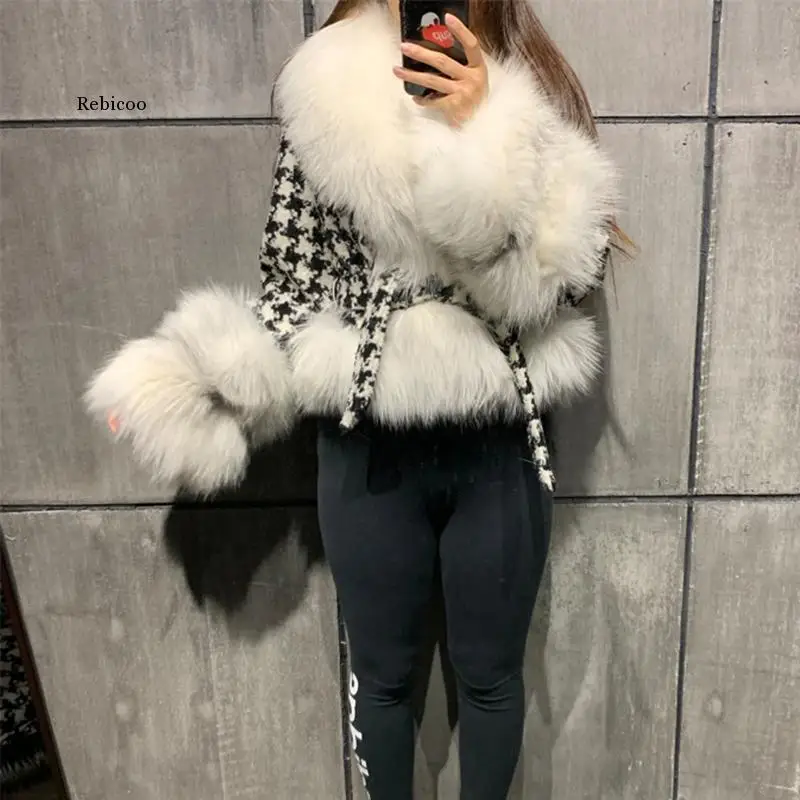 Faux Fur Collar Jackets Women Fashion Slim Tie Belt Waist Houndstooth Coats Women Elegant Short Jackets Female Ladies JP
Faux Fur Collar Jackets Women Fashion Slim Tie Belt Waist Houndstooth Coats Women Elegant Short Jackets Female Ladies JP