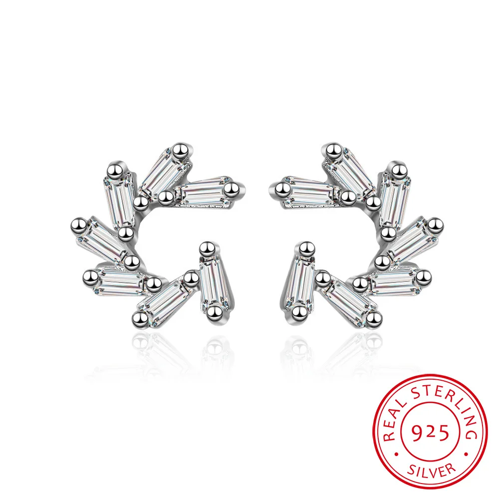 Korea Style Fashion Clear CZ Flower Earrings for Women 925 Sterling Silver C Shape Earrings Fine Jewelry
Korea Style Fashion Clear CZ Flower Earrings for Women 925 Sterling Silver C Shape Earrings Fine Jewelry