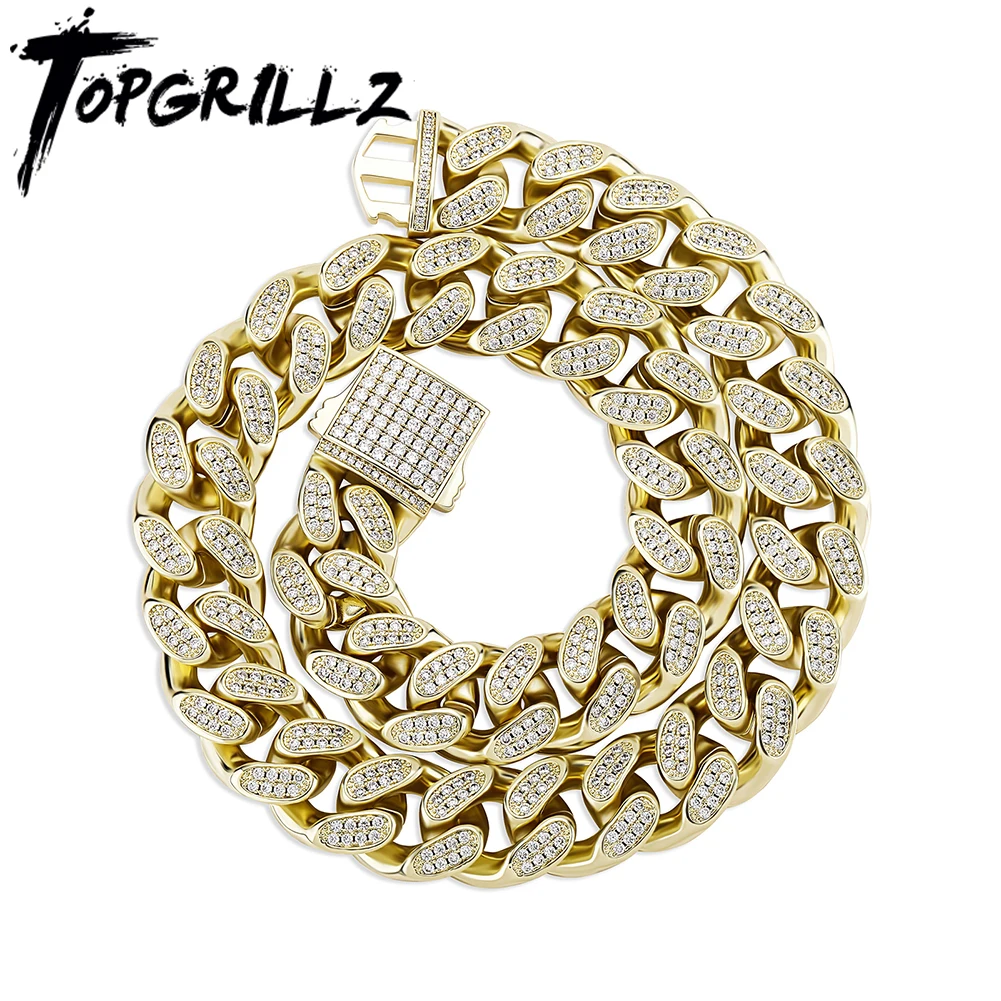 TOPGRILLZ 2021 New 18mm Heavy Luxury Cuban Link Necklace Set Iced Out Cubic Zirconia Necklace Hip Hop Jewelry For Men
TOPGRILLZ 2021 New 18mm Heavy Luxury Cuban Link Necklace Set Iced Out Cubic Zirconia Necklace Hip Hop Jewelry For Men
