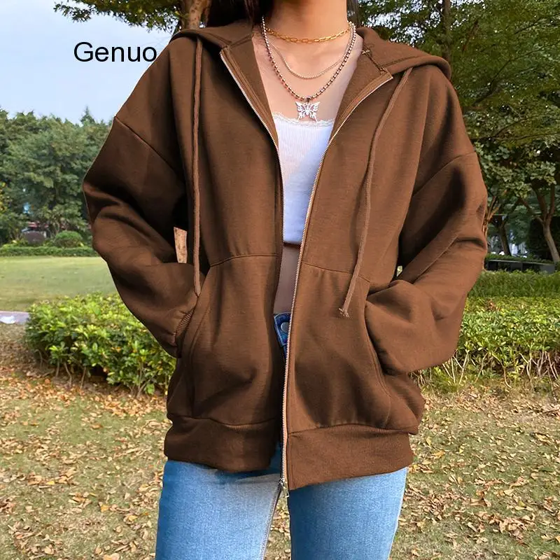 Brown Hoodies Women's Sweatshirts Hoodie Pocket Jacket Harajuku Clothing Femme Autumn Hooded Zipper Top Korean
Brown Hoodies Women's Sweatshirts Hoodie Pocket Jacket Harajuku Clothing Femme Autumn Hooded Zipper Top Korean