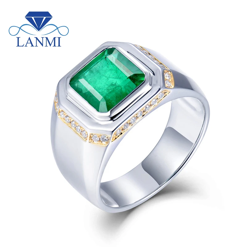LANMI Men Emerald Rings Solid 18KT White Gold Natural Zambia Emerald Ring for Father Husband Anniversary Best Fine Jewelry
LANMI Men Emerald Rings Solid 18KT White Gold Natural Zambia Emerald Ring for Father Husband Anniversary Best Fine Jewelry
