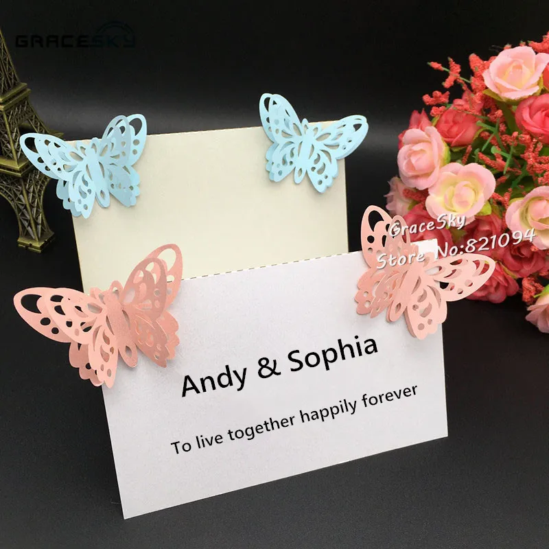 50Pcs free shipping New laser cut Butterflies Pearl Paper Wedding Invitation Seat Name table Holder Cards for party Decoration
50Pcs free shipping New laser cut Butterflies Pearl Paper Wedding Invitation Seat Name table Holder Cards for party Decoration