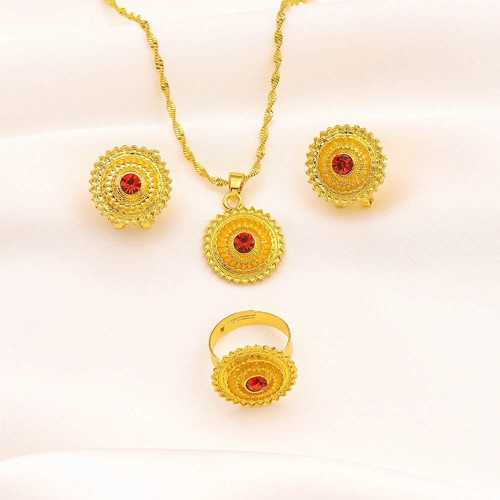 New Fashion Retro Red Zircon Pendant Necklace Earrings Gold Color Charm Jewelry Sets African Arab Jewelry Gifts
New Fashion Retro Red Zircon Pendant Necklace Earrings Gold Color Charm Jewelry Sets African Arab Jewelry Gifts