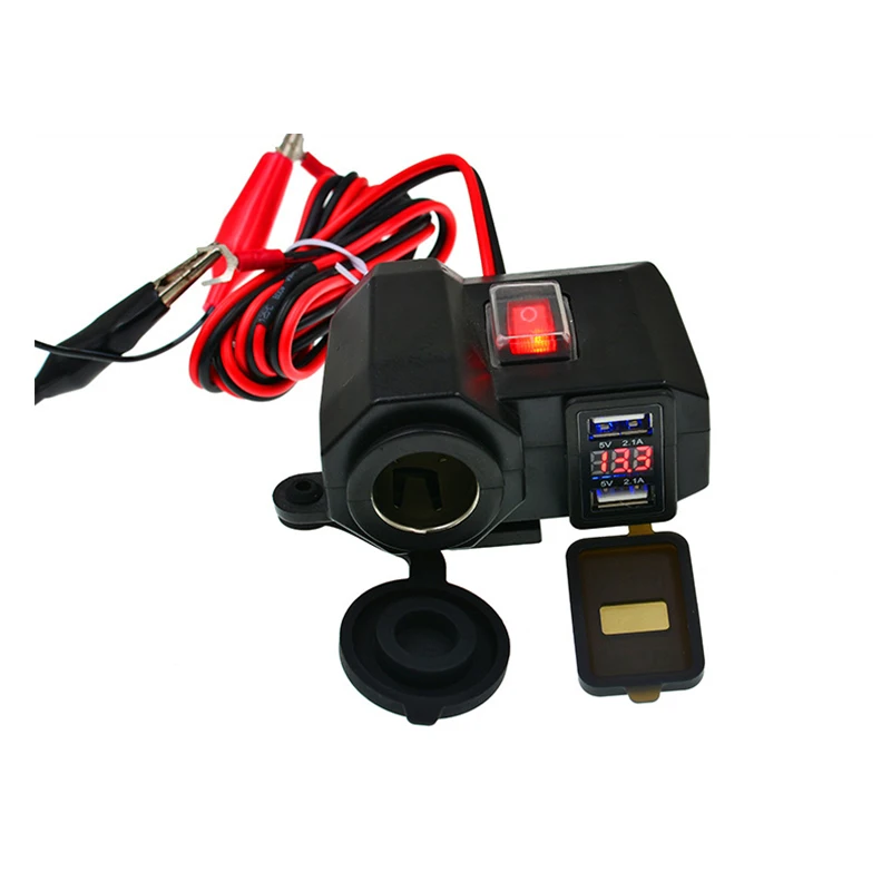 DC6-24V Motorcycle Handlebar Charger Dual USB Port Digital Display Voltmeter Cigarette Lighter Socket Adapter Waterproof 5V 2.1A
DC6-24V Motorcycle Handlebar Charger Dual USB Port Digital Display Voltmeter Cigarette Lighter Socket Adapter Waterproof 5V 2.1A