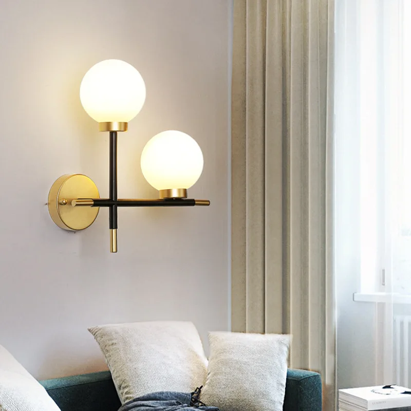 Nordic Art Sconce E27 LED Lights white Glass Ball Wall Light Fixture Designer Double heads Wall Lamp For Bedroom Living Room
Nordic Art Sconce E27 LED Lights white Glass Ball Wall Light Fixture Designer Double heads Wall Lamp For Bedroom Living Room