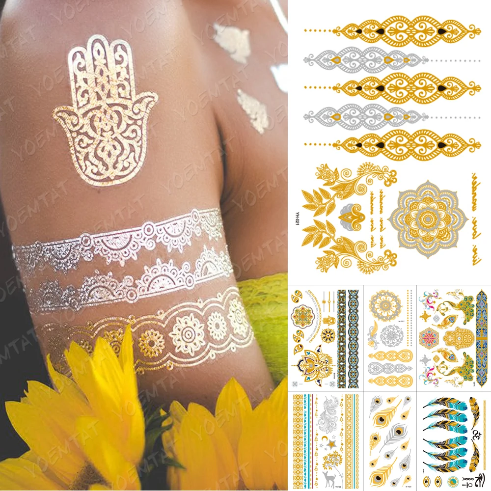 Gold Haina Henna Waterproof Temporary Tattoo Stickers Woman Sexy Transfer Tatto Hand Silver Bridal Jewelry Arm Fake Tattoos Girl
Gold Haina Henna Waterproof Temporary Tattoo Stickers Woman Sexy Transfer Tatto Hand Silver Bridal Jewelry Arm Fake Tattoos Girl