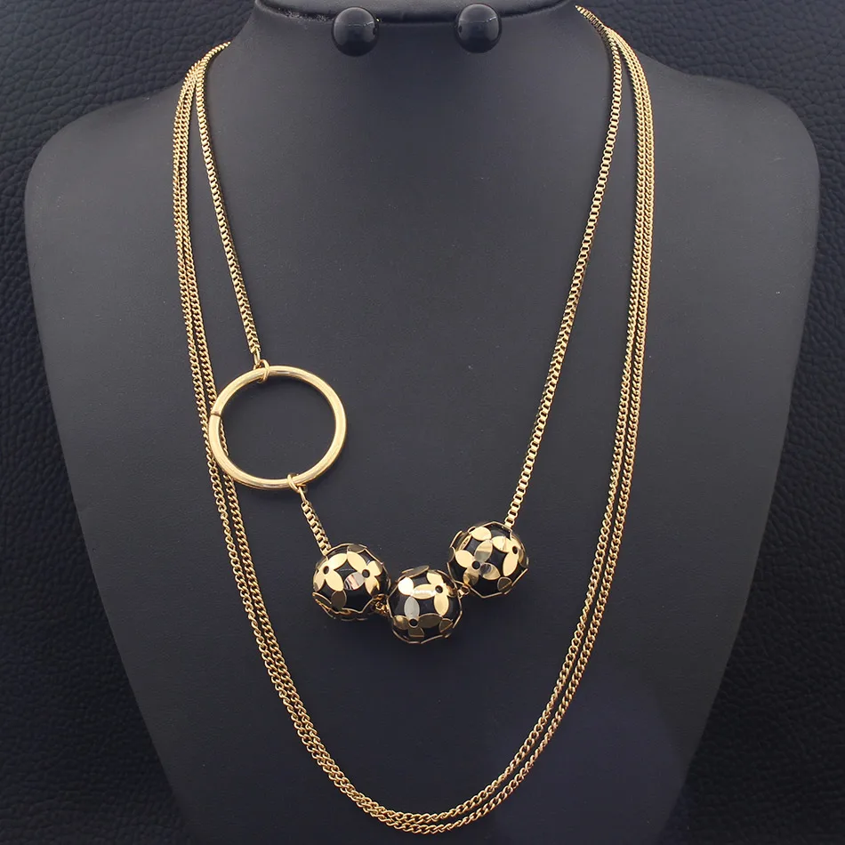 Sweater Chains Gold Color Necklace Ball Pendant & Stud Earrings Fashion Stainless Steel Jewelry Sets For Women SEDZAODA
Sweater Chains Gold Color Necklace Ball Pendant & Stud Earrings Fashion Stainless Steel Jewelry Sets For Women SEDZAODA