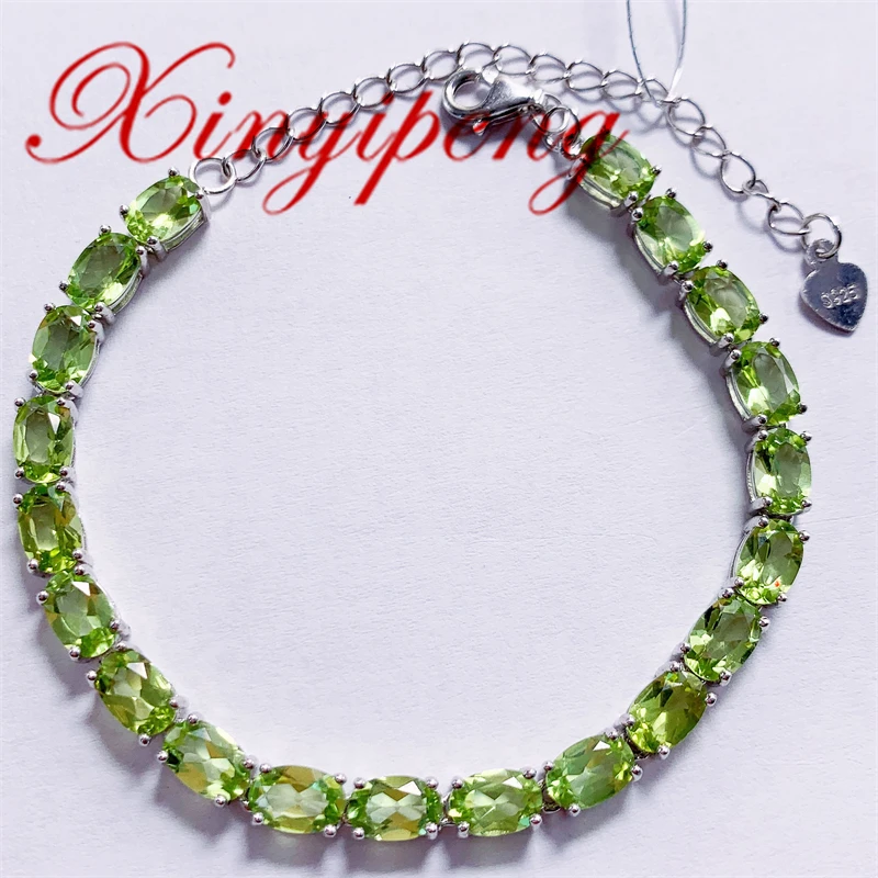 Xin Yipeng Jewelry Real S925 Sterling Silver Plated White Gold Inlaid Natural Peridot Bracelet Fine Anniversary Gift for Women
Xin Yipeng Jewelry Real S925 Sterling Silver Plated White Gold Inlaid Natural Peridot Bracelet Fine Anniversary Gift for Women