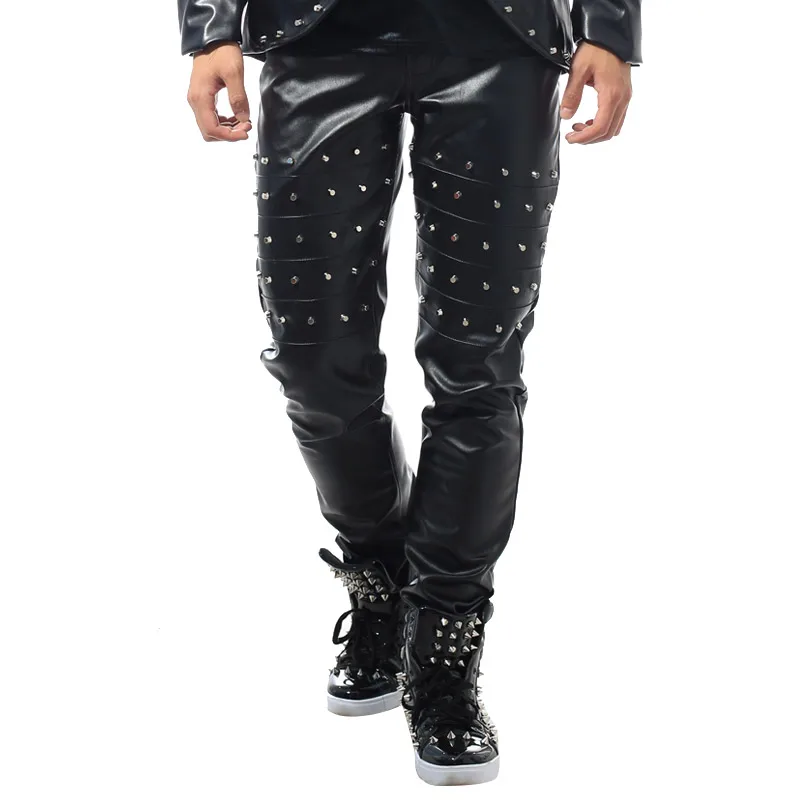 Idopy Men`s Faux Leather Pants Studded Punk Style Rivets Black Party Stage Performance Holiday Cosplay PU Trousers For Male
Idopy Men`s Faux Leather Pants Studded Punk Style Rivets Black Party Stage Performance Holiday Cosplay PU Trousers For Male