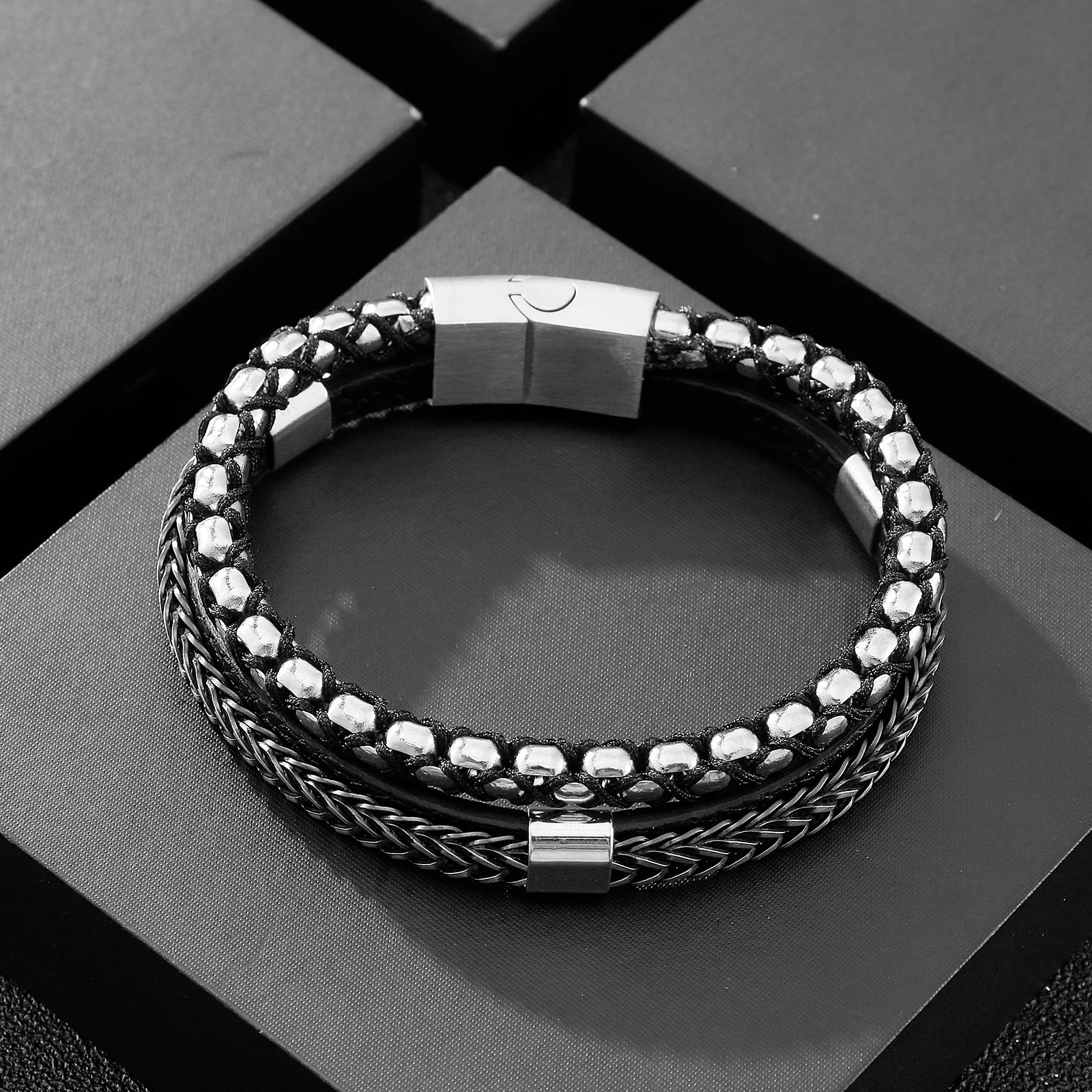 HaoYi Trendy Men's Double Layer Leather Bracelet Hand Woven Stainless Steel Punk Bracelets Party Jewelry
HaoYi Trendy Men's Double Layer Leather Bracelet Hand Woven Stainless Steel Punk Bracelets Party Jewelry