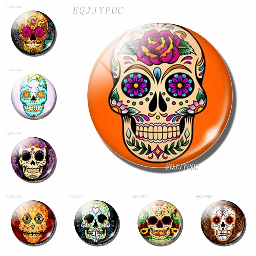 Sugar Skull Refrigerator Magnet Glass Convex Round Refrigerator Sticker Folk Art Skull Fridge Magnet HomeDecoration
Sugar Skull Refrigerator Magnet Glass Convex Round Refrigerator Sticker Folk Art Skull Fridge Magnet HomeDecoration