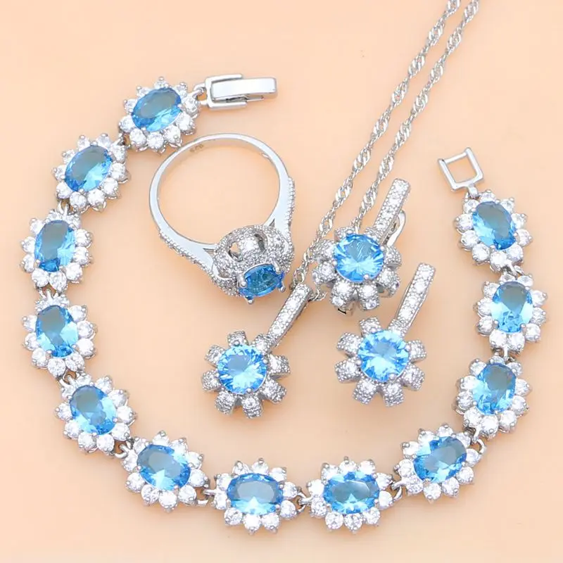 925 Silver Bridal Jewelry Sets Sky Blue CZ For Women Anniversary Earrings With Stone Dropshipping Necklace Set
925 Silver Bridal Jewelry Sets Sky Blue CZ For Women Anniversary Earrings With Stone Dropshipping Necklace Set