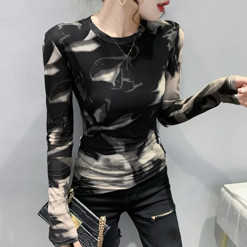 #8103 Long Sleeve T Shirt Women O Neck Tie Dyed Printed Women's T-Shirt Sexy Vintage Basic Mesh Top Slim Stretch Women T-shirt
#8103 Long Sleeve T Shirt Women O Neck Tie Dyed Printed Women's T-Shirt Sexy Vintage Basic Mesh Top Slim Stretch Women T-shirt