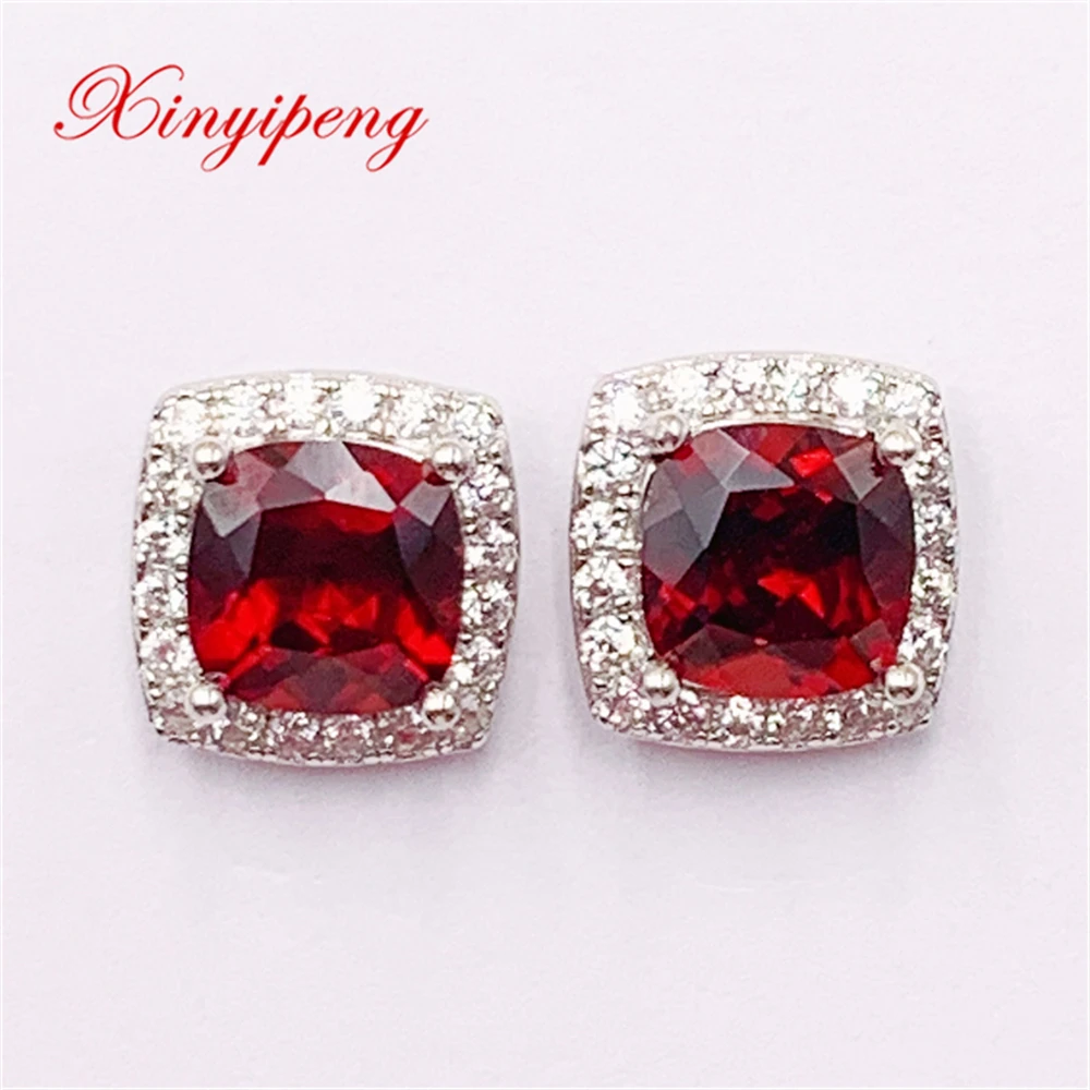 Xin Yipeng Fine Jewelry Real S925 Sterling Silver Plated Gold Inlaid Natural Square Garnet Earrings Engagement Gift for Women
Xin Yipeng Fine Jewelry Real S925 Sterling Silver Plated Gold Inlaid Natural Square Garnet Earrings Engagement Gift for Women
