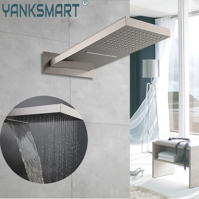 Shower Head Faucet Spray Tap Mixer Bathroom Square Water Saving Single Waterfall and Rainfall Wall Mounted Chrome Brass Fixed
Shower Head Faucet Spray Tap Mixer Bathroom Square Water Saving Single Waterfall and Rainfall Wall Mounted Chrome Brass Fixed