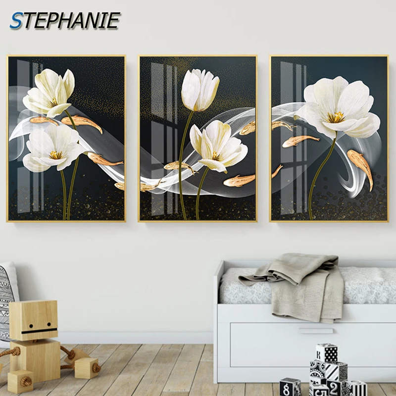 Nordic White Flower Wall Art Canvas Painting Abstract Golden Fish Posters N Prints Luxury Wall Pictures for Living Room Bedroom
Nordic White Flower Wall Art Canvas Painting Abstract Golden Fish Posters N Prints Luxury Wall Pictures for Living Room Bedroom