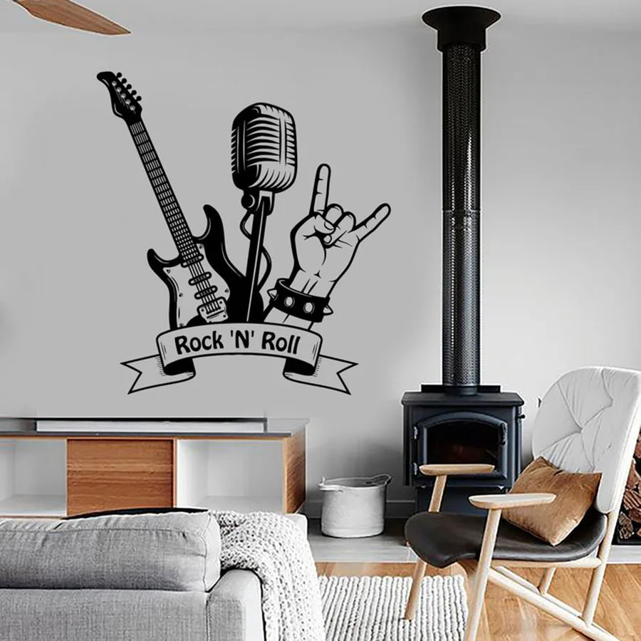 Rock "N" Roll Wall Decal Music Rock Guitar Microphone Bar Music Room Interior Decor Vinyl Wall Sticker Mural Art Cool S753
Rock "N" Roll Wall Decal Music Rock Guitar Microphone Bar Music Room Interior Decor Vinyl Wall Sticker Mural Art Cool S753