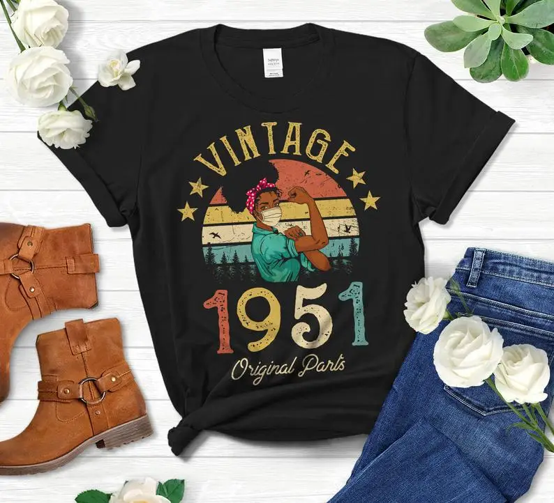 Vintage 1951 Original Parts T-Shirt African American Women with Mask 70th Birthday Gift Short Sleeve Top Tee Cotton O Neck goth
Vintage 1951 Original Parts T-Shirt African American Women with Mask 70th Birthday Gift Short Sleeve Top Tee Cotton O Neck goth