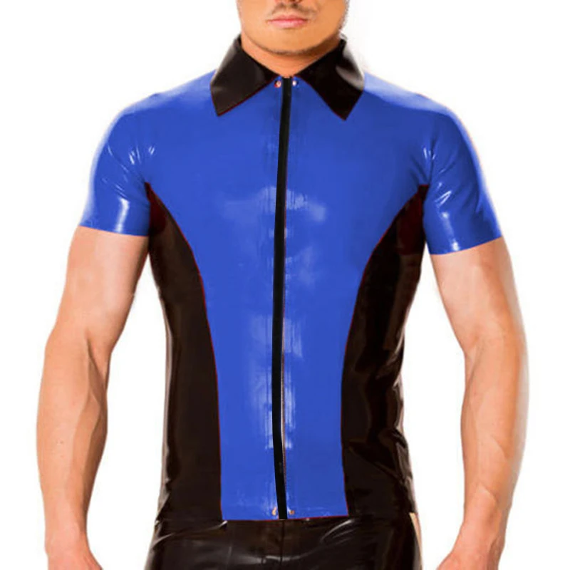 Sexy Latex Short Sleeves Men T-shirt Front Zipper Rubber Top Shirt Handmade S-LSM062
Sexy Latex Short Sleeves Men T-shirt Front Zipper Rubber Top Shirt Handmade S-LSM062