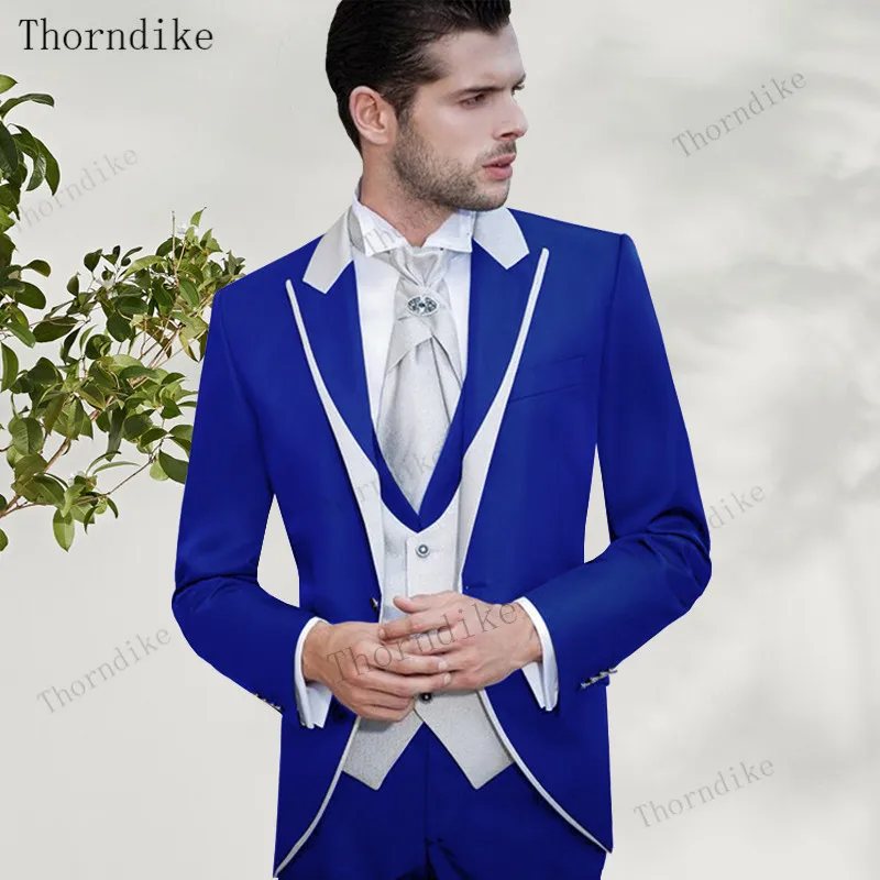 Thorndike Men Suit Set Blue and White Patchwork 3pcs Suit Jacket & Vest & Pant Sets for Men Shawl Lapel Blazer Wedding Tuxedo
Thorndike Men Suit Set Blue and White Patchwork 3pcs Suit Jacket & Vest & Pant Sets for Men Shawl Lapel Blazer Wedding Tuxedo