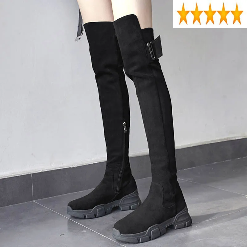 Long Luxury Black Platform Shoes Women Casual Zipper Thick Heel Slim Over The Knee Winter Warm Knight Boots Female
Long Luxury Black Platform Shoes Women Casual Zipper Thick Heel Slim Over The Knee Winter Warm Knight Boots Female