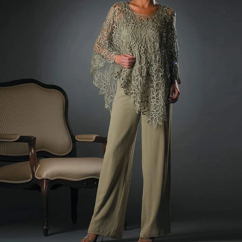 Plus Size Mother Of The Bride Dresses Sheath Scoop Chiffon Lace With Pants Suit Long Groom Mother Dresses For Wedding
Plus Size Mother Of The Bride Dresses Sheath Scoop Chiffon Lace With Pants Suit Long Groom Mother Dresses For Wedding