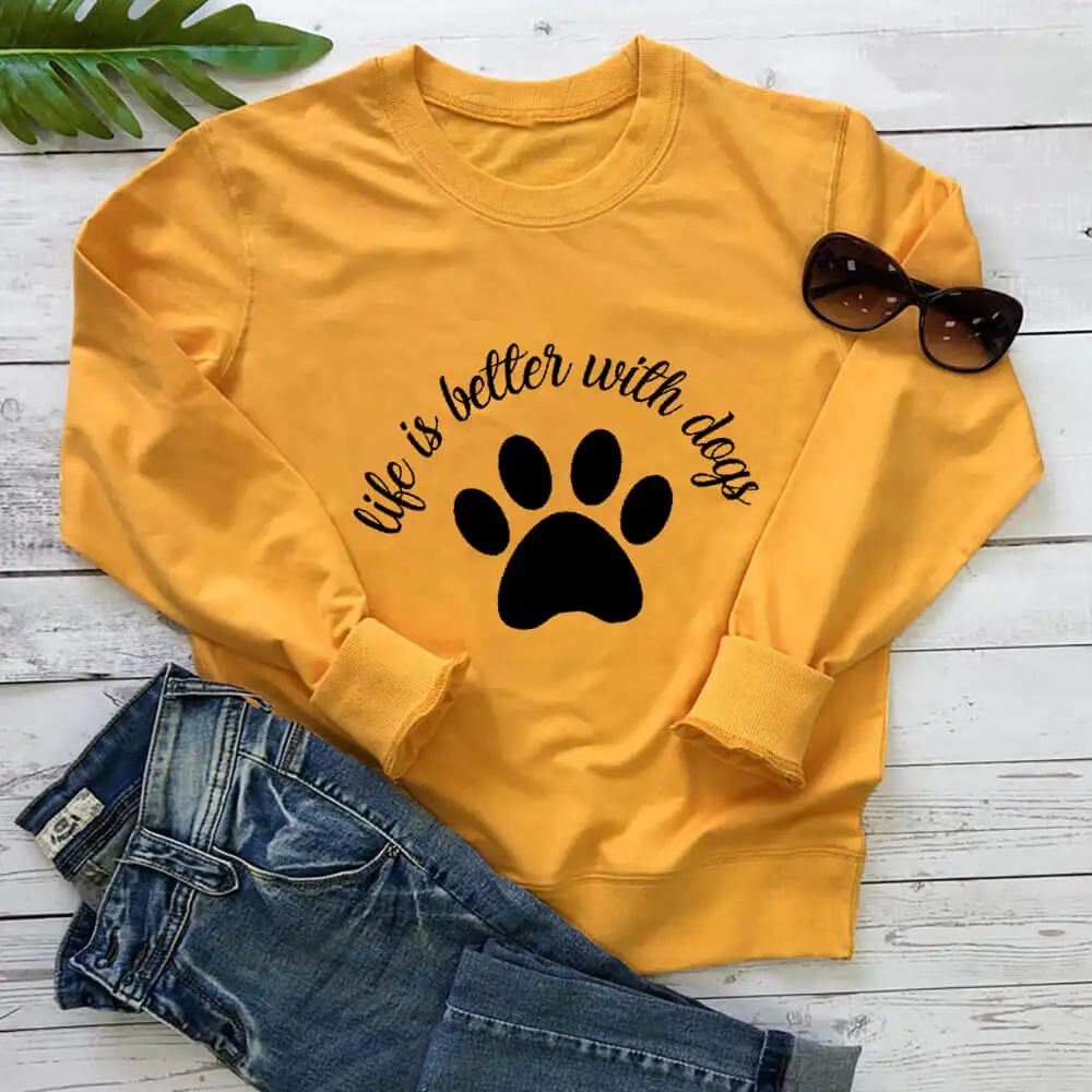 Life Is Better With Dogs 100%Cotton Women's Sweatshirt Pet Lover Gift Autumn Winter Funny Casual Dog Mom O-Neck Long Sleeve Top
Life Is Better With Dogs 100%Cotton Women's Sweatshirt Pet Lover Gift Autumn Winter Funny Casual Dog Mom O-Neck Long Sleeve Top