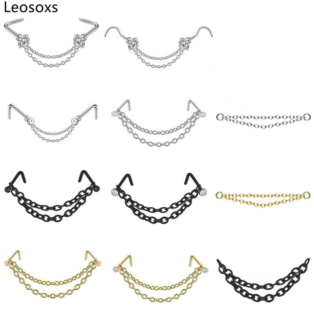 Leosoxs Stainless Steel Double Nose Piercing Chain Nose Chain for Woman Nostril Piercing Nose Stud Decoration Piercing Chain New
Leosoxs Stainless Steel Double Nose Piercing Chain Nose Chain for Woman Nostril Piercing Nose Stud Decoration Piercing Chain New