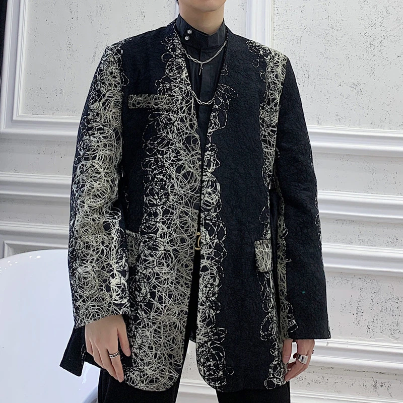 Pattern Men Vintage Print Fashion Slim Fit Long Blazer Jacket Male Hip Hop Dancer Singer DJ Suit Coat Outerwear Stage Clothes
Pattern Men Vintage Print Fashion Slim Fit Long Blazer Jacket Male Hip Hop Dancer Singer DJ Suit Coat Outerwear Stage Clothes