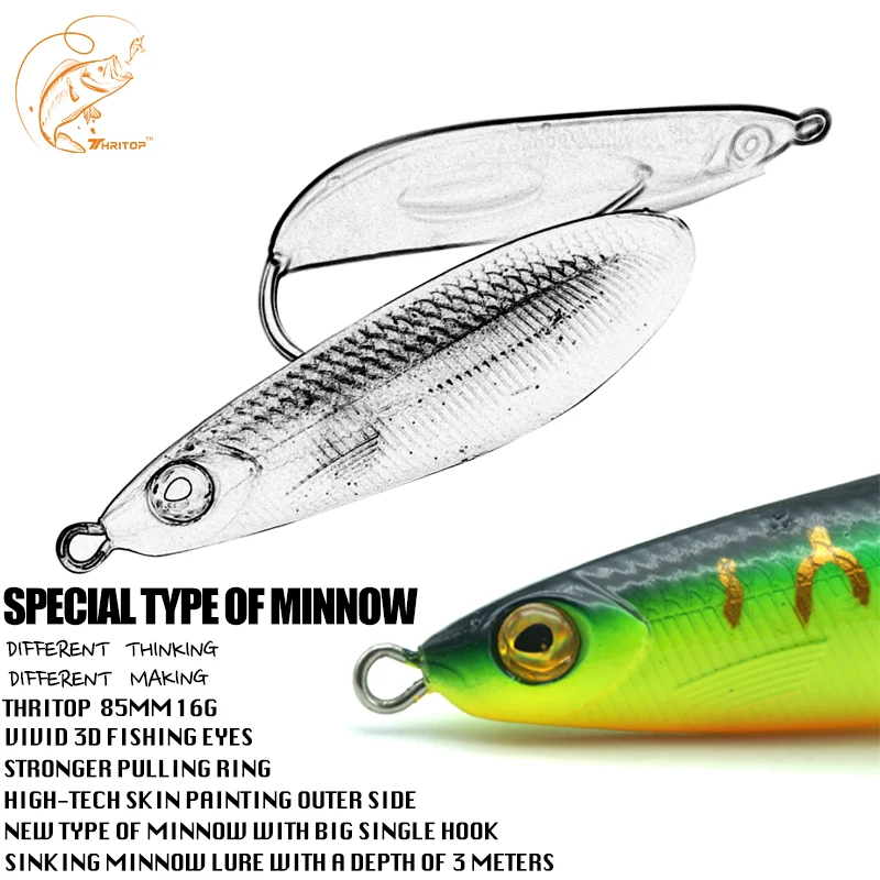 Thritop 1pcs 85mm 16g Bait Artificial Minnow Accessories 3D Eyes Tremble Hooks Hard Lure TP074 Fishing Tackle
Thritop 1pcs 85mm 16g Bait Artificial Minnow Accessories 3D Eyes Tremble Hooks Hard Lure TP074 Fishing Tackle