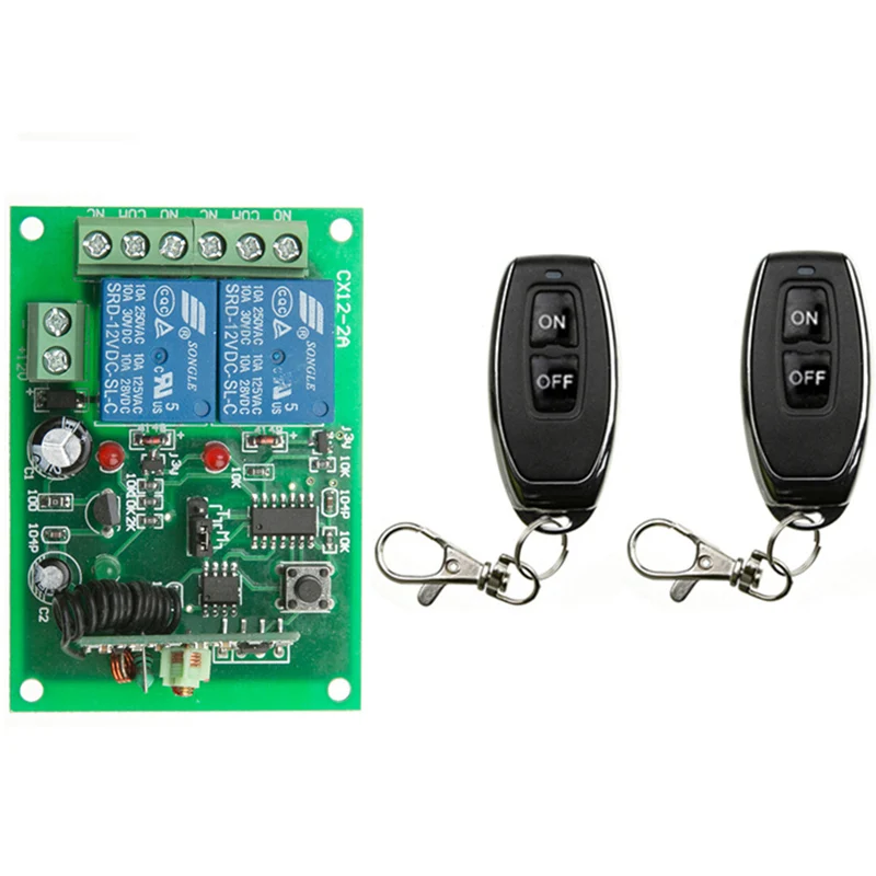 DC12V 24V 2CH 2 CH Wireless RF Remote Control Light Switch 10A Relay Output Radio Receiver Module+Transmitter garage door opener
DC12V 24V 2CH 2 CH Wireless RF Remote Control Light Switch 10A Relay Output Radio Receiver Module+Transmitter garage door opener