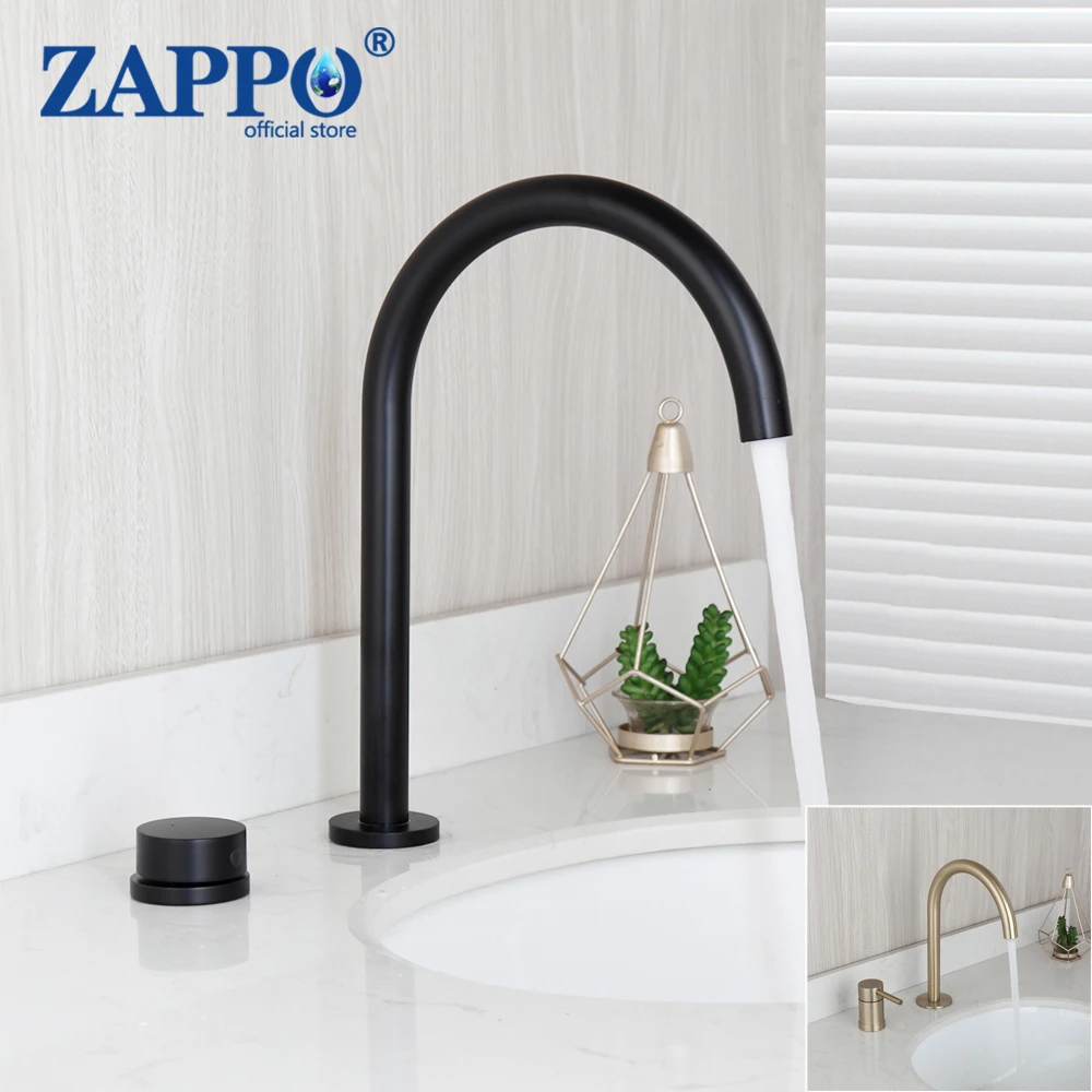 ZAPPO Black Basin Faucet Bathroom Long Pipe Two Holes Widespread Bathroom Faucet Sink tap 360 Rotating Widespread Basin Tap
ZAPPO Black Basin Faucet Bathroom Long Pipe Two Holes Widespread Bathroom Faucet Sink tap 360 Rotating Widespread Basin Tap