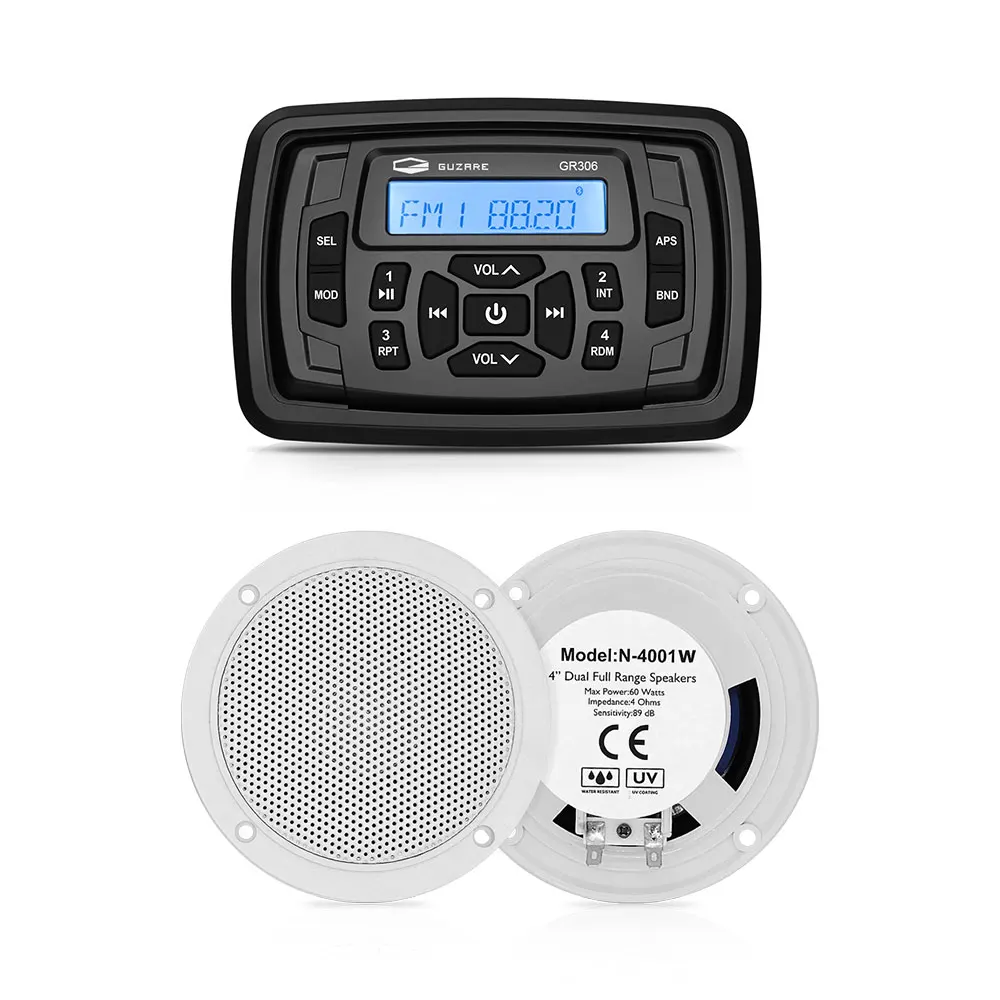 Waterproof Marine Radio Boat Stereo Audio Bluetooth Receiver Car MP3 Player+4inch Marine Speaker For UTV ATV Yacht Motorcycle
Waterproof Marine Radio Boat Stereo Audio Bluetooth Receiver Car MP3 Player+4inch Marine Speaker For UTV ATV Yacht Motorcycle