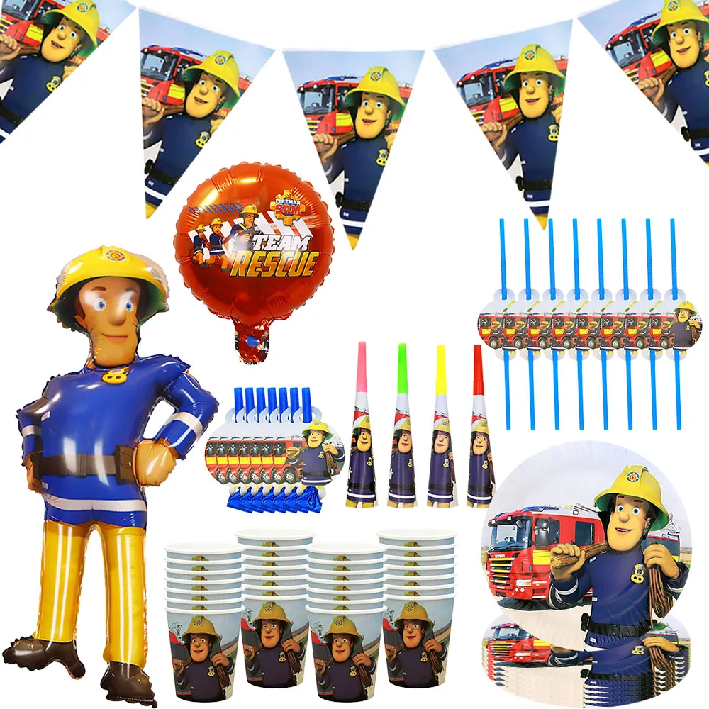Fireman Sam Party Supplies Disposable Tableware set Paper Plates Cups Fire Truck Birthday Party decor Banner Boys Baby Shower
Fireman Sam Party Supplies Disposable Tableware set Paper Plates Cups Fire Truck Birthday Party decor Banner Boys Baby Shower