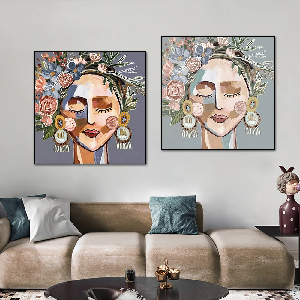 Abstract Girl With Flower Headdress Painting Nordic Canvas Posters and Prints Modern Wall Art For Living Room Home Decoration
Abstract Girl With Flower Headdress Painting Nordic Canvas Posters and Prints Modern Wall Art For Living Room Home Decoration