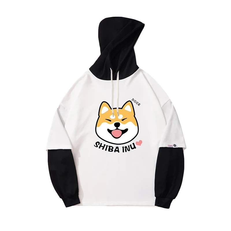 Autumn Spring Fake Two Pieces Patchwork Hoodie Sweatshirts Women Harajuku Kawaii Shiba Cartoon Print Tops Friends Korean Clothes
Autumn Spring Fake Two Pieces Patchwork Hoodie Sweatshirts Women Harajuku Kawaii Shiba Cartoon Print Tops Friends Korean Clothes