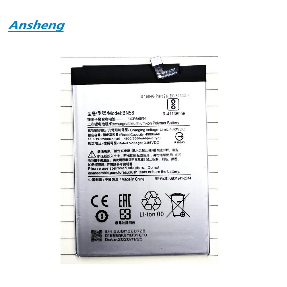 Original 3.85V BN56 5000mAh Battery For Xiaomi POCO M2 Pro Redmi 9A 9C Mobile Phone
Original 3.85V BN56 5000mAh Battery For Xiaomi POCO M2 Pro Redmi 9A 9C Mobile Phone