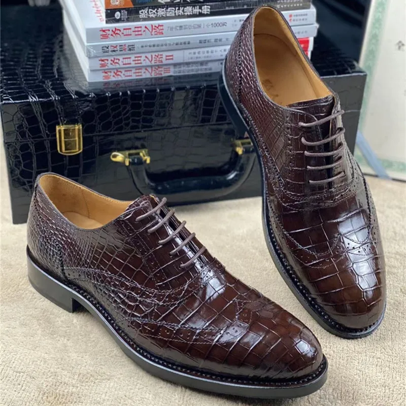 Authentic Exotic Crocodile Skin GOODYEAR Craft Men Brogue Dress Shoes Genuine Real Alligator Leather Male Brown Lace-up Oxfords
Authentic Exotic Crocodile Skin GOODYEAR Craft Men Brogue Dress Shoes Genuine Real Alligator Leather Male Brown Lace-up Oxfords