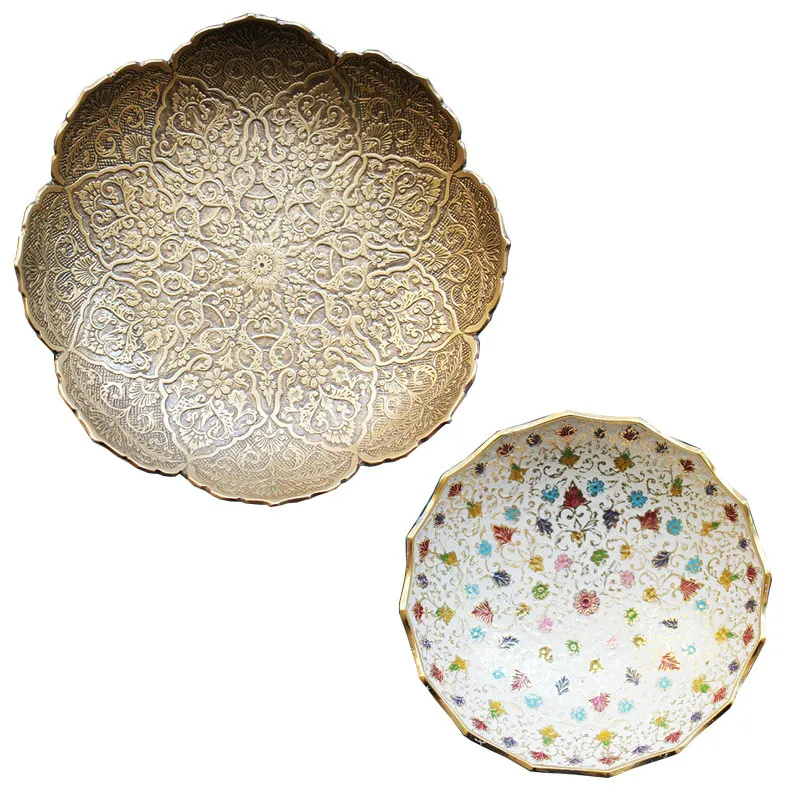 Handmade Brass Pure Copper Vintage Engraving Lace Storage Plate Dried Fruit Plate Jewelry Plate Key Plate Lucky Snack plate
Handmade Brass Pure Copper Vintage Engraving Lace Storage Plate Dried Fruit Plate Jewelry Plate Key Plate Lucky Snack plate