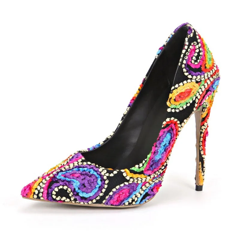 Sexy Lady Colorful Villus Flower Embroidery High heels Shoes Woman bling Multicolor sequins Pumps Sposa Dress Shoes
Sexy Lady Colorful Villus Flower Embroidery High heels Shoes Woman bling Multicolor sequins Pumps Sposa Dress Shoes