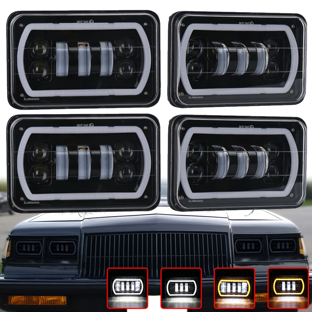 4 Square LED Headlights with Hi/Lo Beam DRL Driving Lamps Yellow Turn Signal Lights 4x6" 30W 4x4 2 Pcs for Truck
4 Square LED Headlights with Hi/Lo Beam DRL Driving Lamps Yellow Turn Signal Lights 4x6" 30W 4x4 2 Pcs for Truck