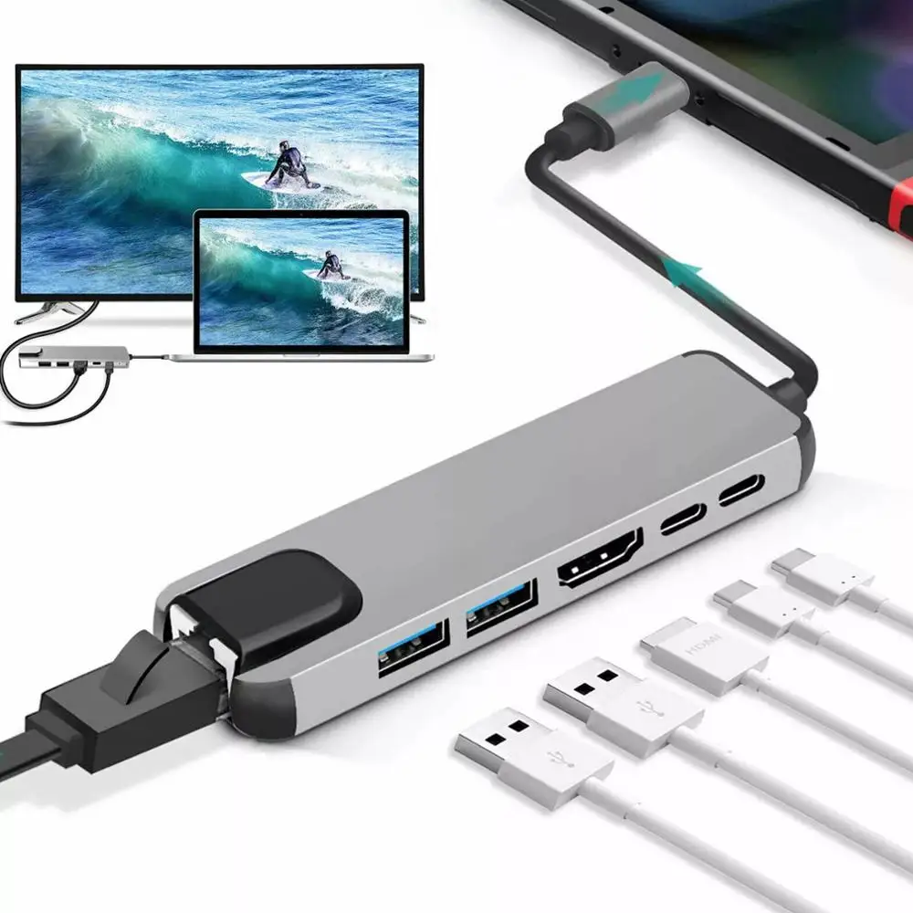 Высокоскоростной адаптер 6 в 1 с портом USB C на 4K HDMI-совместимый rj45 PD для зарядки, USB 3,0, Тип C, 6 портов, адаптер для MacBook Pro
Высокоскоростной адаптер 6 в 1 с портом USB C на 4K HDMI-совместимый rj45 PD для зарядки, USB 3,0, Тип C, 6 портов, адаптер для MacBook Pro