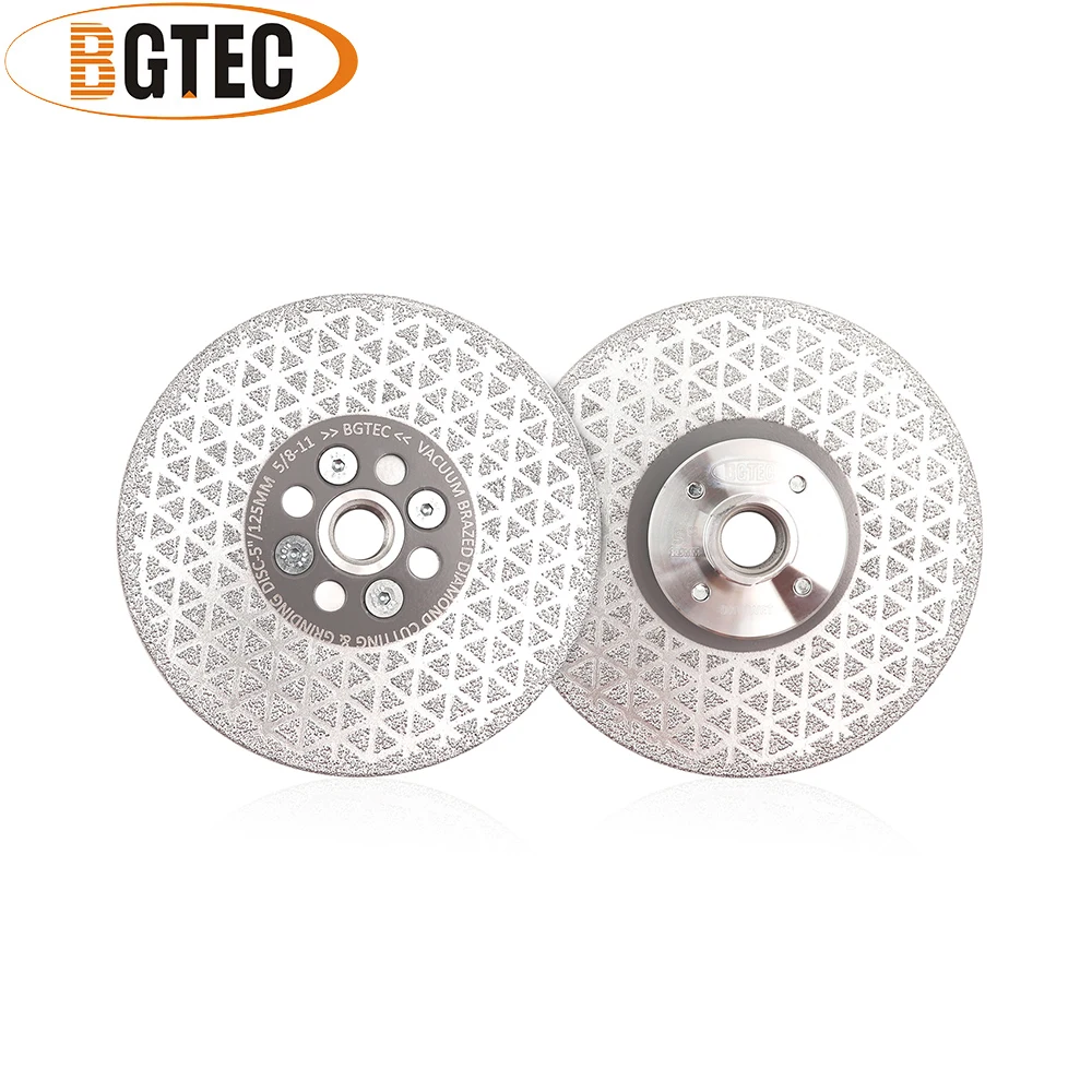 BGTEC 2pcs 5" Double Sided Vacuum Brazed Diamond Cutting & Grinding Disc With 5/8-11 Thread Premium Quality
BGTEC 2pcs 5" Double Sided Vacuum Brazed Diamond Cutting & Grinding Disc With 5/8-11 Thread Premium Quality