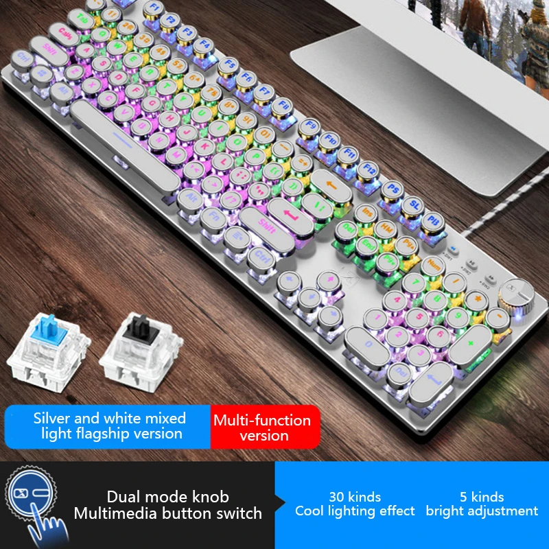 Steampunk mechanical keyboard green axis gaming chicken game electroplating retro desktop office keyboard
Steampunk mechanical keyboard green axis gaming chicken game electroplating retro desktop office keyboard