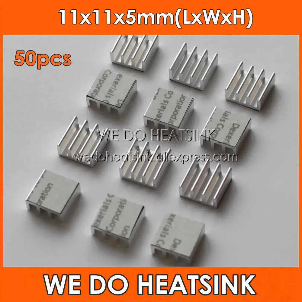 50pcs 11x11x5mm CPU Fans & Cooling Aluminum Heatsink Profile With Thermal Conductive Tape For IC DC Converter
50pcs 11x11x5mm CPU Fans & Cooling Aluminum Heatsink Profile With Thermal Conductive Tape For IC DC Converter
