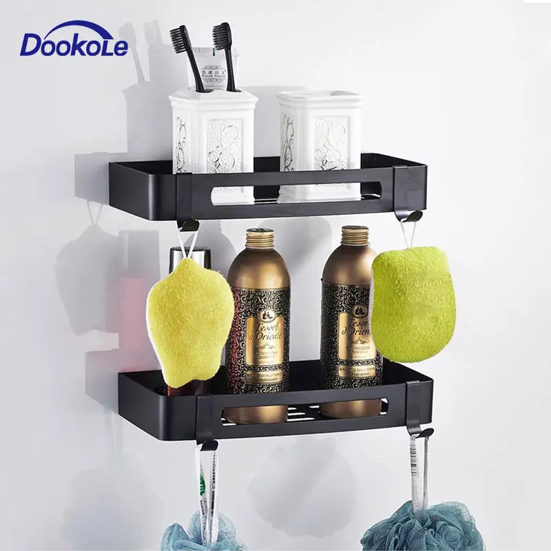 Bathroom Matt Black Square Shower Corner Shelf with Two Hooks, 304 Stainless Steel Storage Shelves Triangle Baskets Wall Mount
Bathroom Matt Black Square Shower Corner Shelf with Two Hooks, 304 Stainless Steel Storage Shelves Triangle Baskets Wall Mount