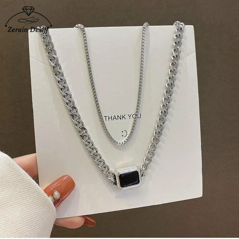 Square Black Gemstone Necklace Double Clavicle Chain Light Luxury Design All-match Trendy Female Personality Does Not Fade
Square Black Gemstone Necklace Double Clavicle Chain Light Luxury Design All-match Trendy Female Personality Does Not Fade