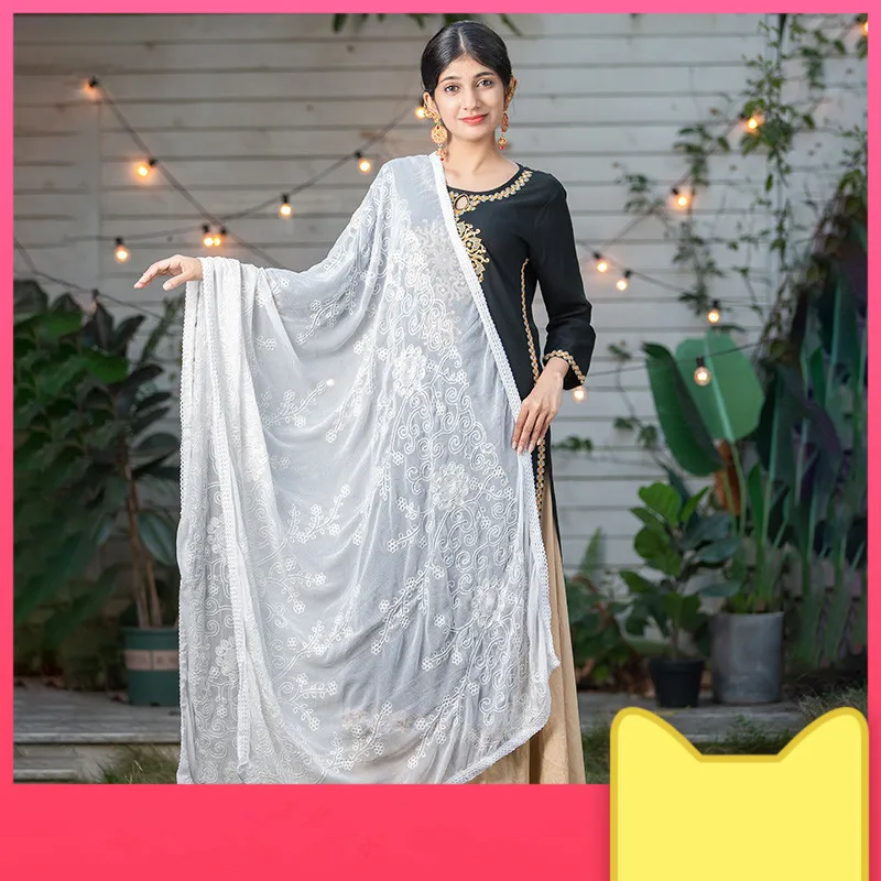 2020 Spring Summer India Sarees Scarf Woman Fashion Soft White Ethnic Styles Dupattas Beautiful Comfortable Embroidered Shawl
2020 Spring Summer India Sarees Scarf Woman Fashion Soft White Ethnic Styles Dupattas Beautiful Comfortable Embroidered Shawl