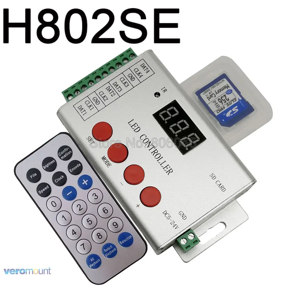 Светодиодный контроллер H802SE 8*1024 пикселей с пультом дистанционного управления и SD-картой s, светодиодный контроллер dmx для SD-карты
Светодиодный контроллер H802SE 8*1024 пикселей с пультом дистанционного управления и SD-картой s, светодиодный контроллер dmx для SD-карты